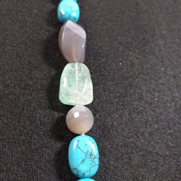 Vintage Lia Sophia Blue Grotto Necklace Dye Howlite Offset Necklace Cottagecore - Picture 7 of 8